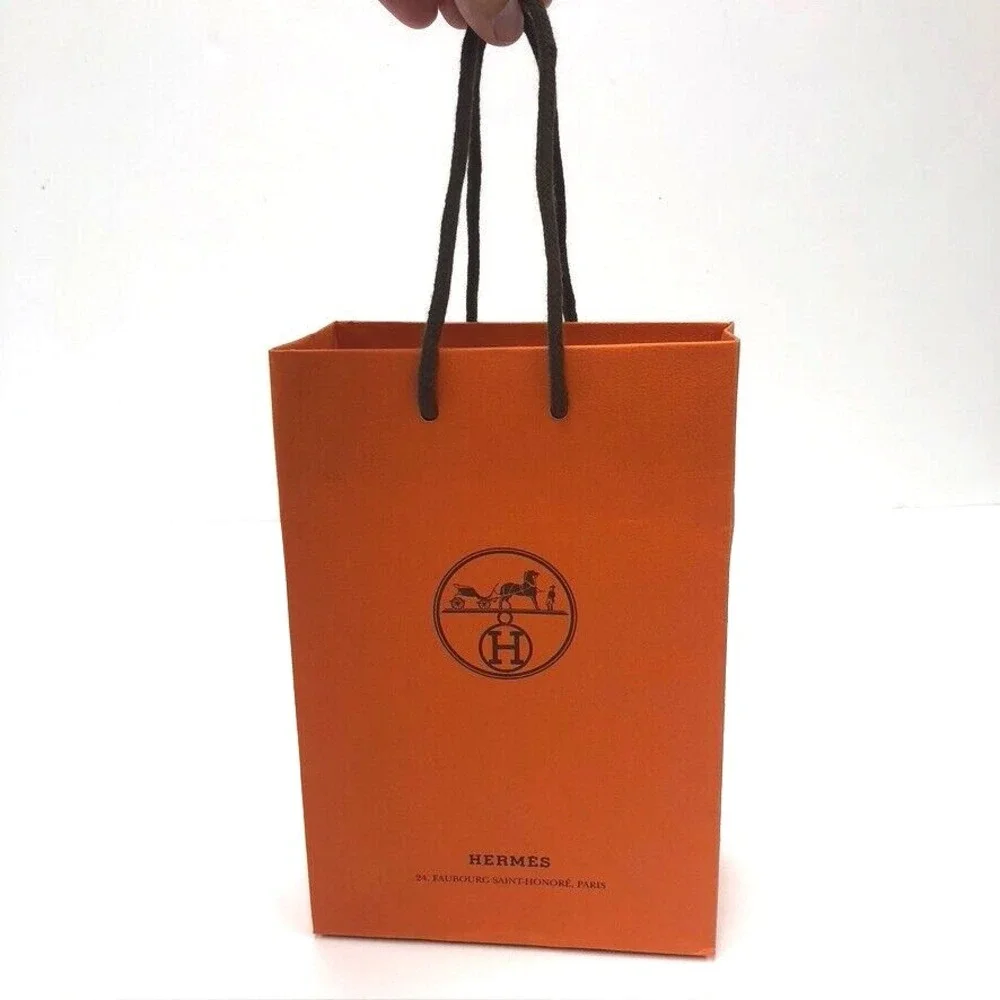 Hermes Authentic Orange Paper Shopping Bag Gift Small Rectangle 5.75x8.75x2.75